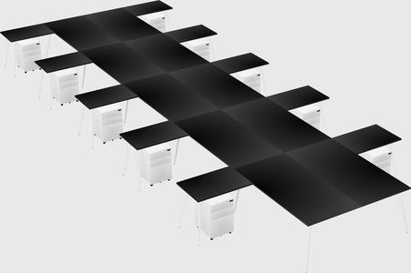 Shared l-shaped office desk system