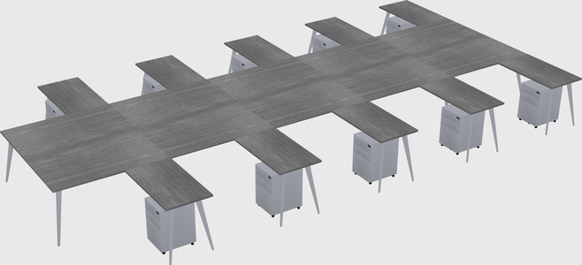 Shared l-shaped office desk system