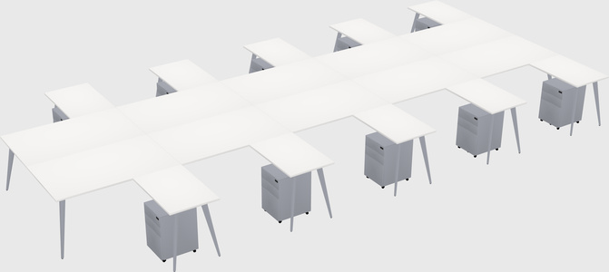 Shared l-shaped office desk system