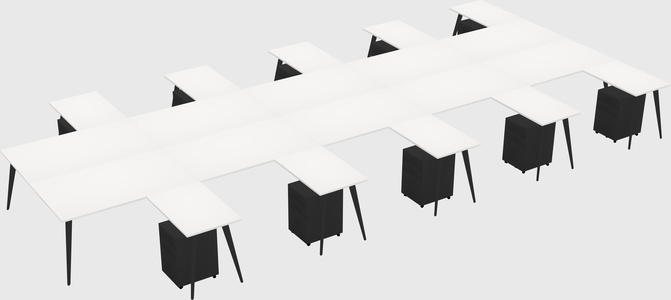 Shared l-shaped office desk system