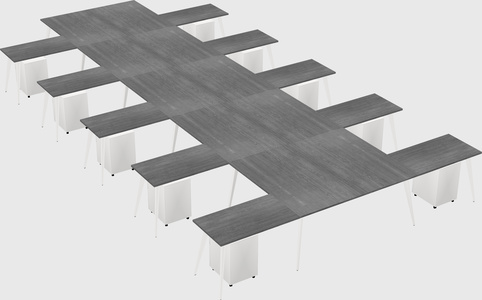 Shared l-shaped office desk system