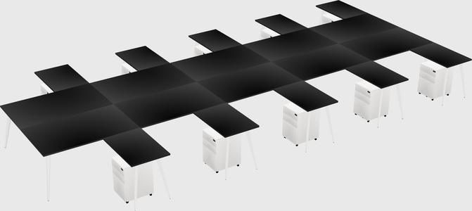 Shared l-shaped office desk system