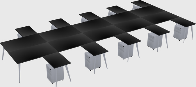 Shared l-shaped office desk system