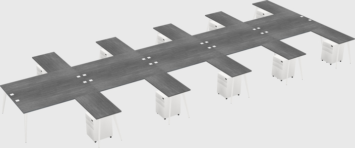 Shared l-shaped office desk system