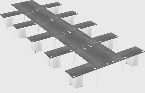 Shared l-shaped office desk system