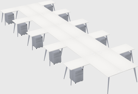 Shared l-shaped office desk system