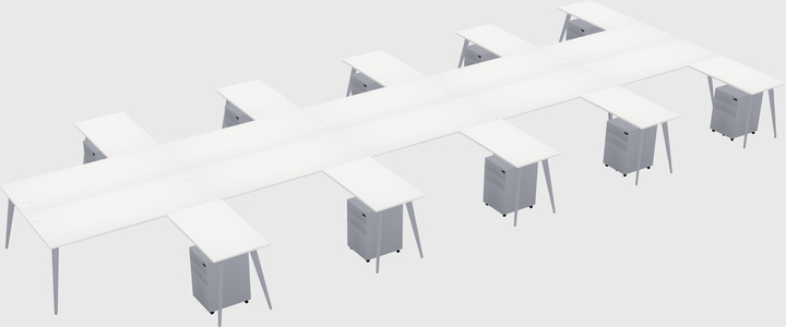 Shared l-shaped office desk system