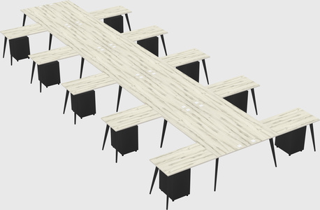 Shared l-shaped office desk system