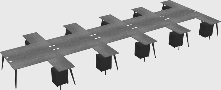 Shared l-shaped office desk system