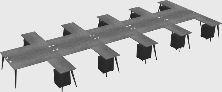 Shared l-shaped office desk system