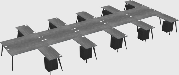 Shared l-shaped office desk system
