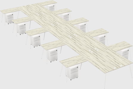 Shared l-shaped office desk system