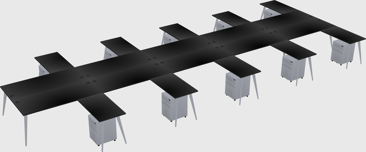 Shared l-shaped office desk system
