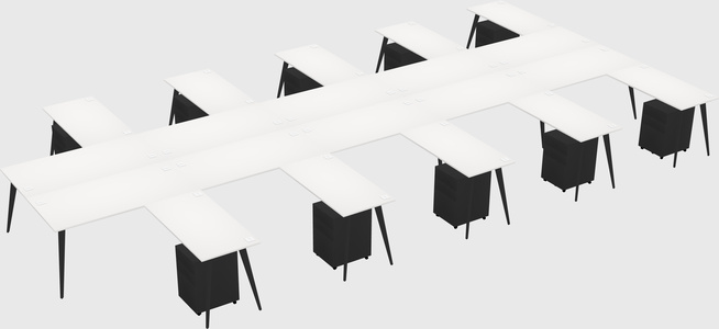 Shared l-shaped office desk system