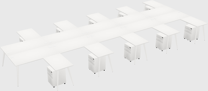 Shared l-shaped office desk system