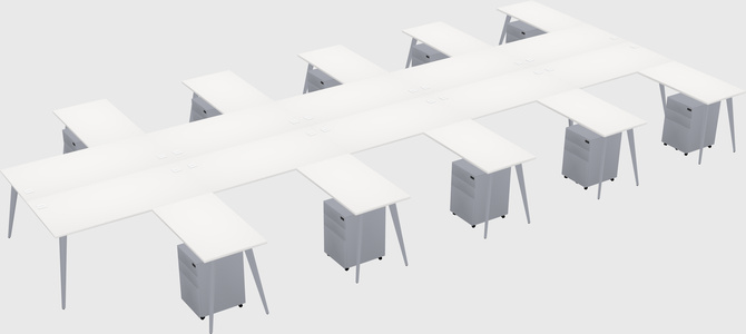 Shared l-shaped office desk system