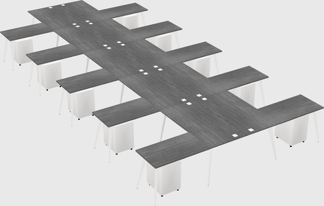 Shared l-shaped office desk system