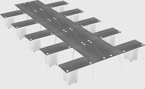 Shared l-shaped office desk system