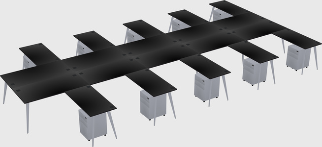 Shared l-shaped office desk system