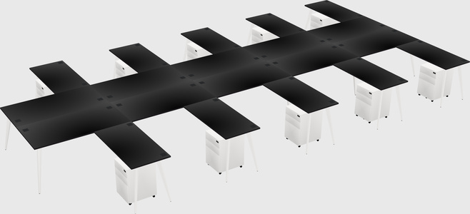 Shared l-shaped office desk system