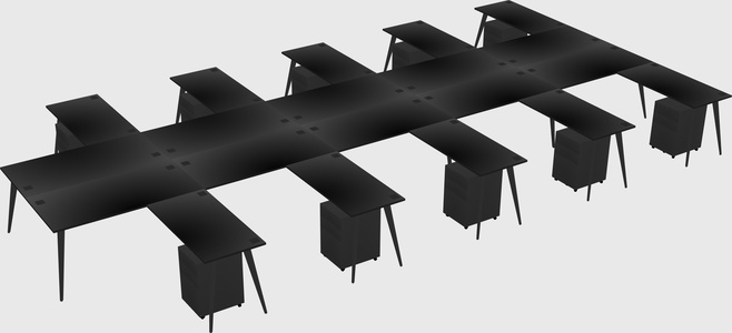 Shared l-shaped office desk system