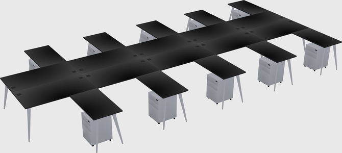 Shared l-shaped office desk system