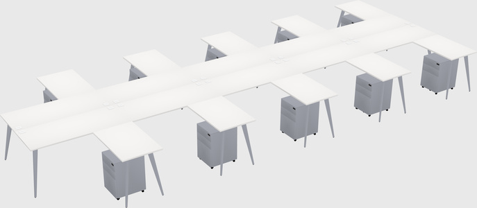 Shared l-shaped office desk system
