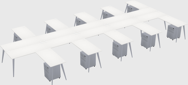 Shared l-shaped office desk system