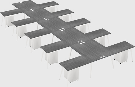 Shared l-shaped office desk system