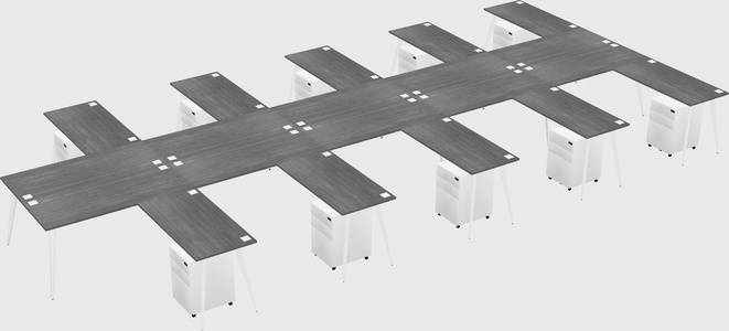 Shared l-shaped office desk system