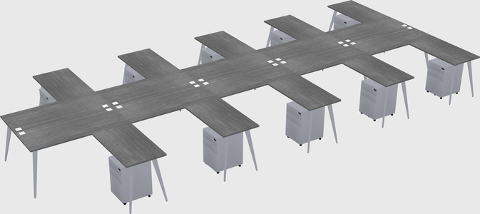 Shared l-shaped office desk system