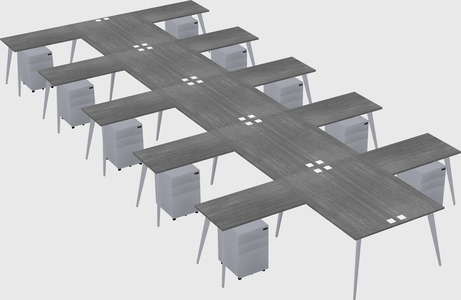 Shared l-shaped office desk system