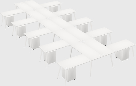 Shared l-shaped office desk system