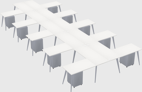 Shared l-shaped office desk system
