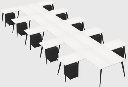 Shared l-shaped office desk system