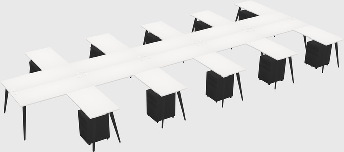 Shared l-shaped office desk system