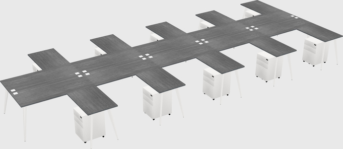 Shared l-shaped office desk system