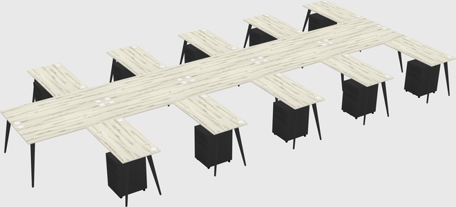 Shared l-shaped office desk system