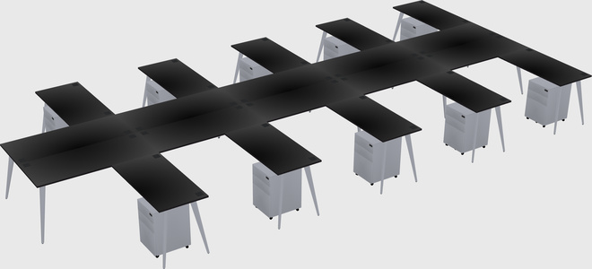 Shared l-shaped office desk system