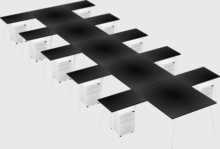 Shared l-shaped office desk system