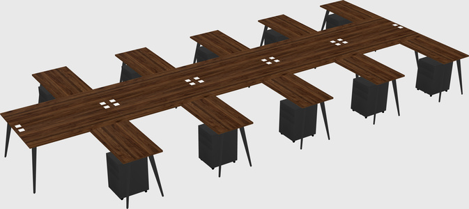 Shared l-shaped office desk system