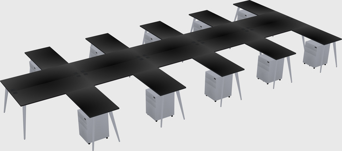 Shared l-shaped office desk system