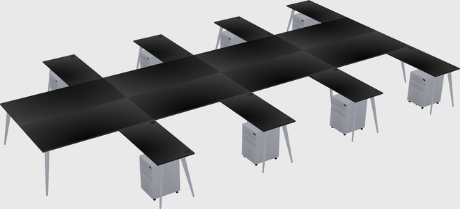 Shared l-shaped office desk system