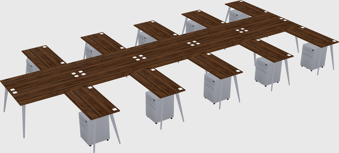 Shared l-shaped office desk system