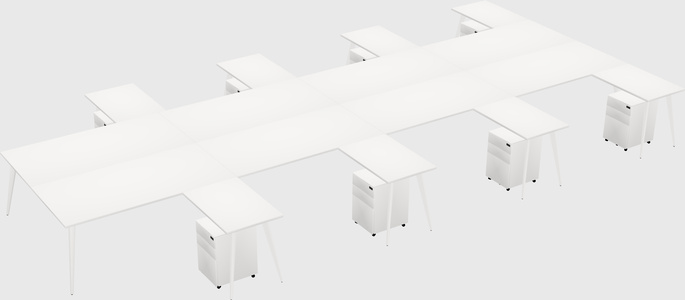 Shared l-shaped office desk system