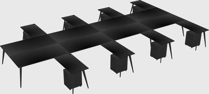 Shared l-shaped office desk system