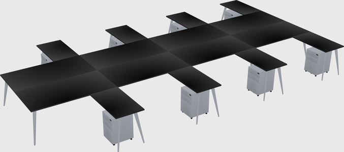 Shared l-shaped office desk system