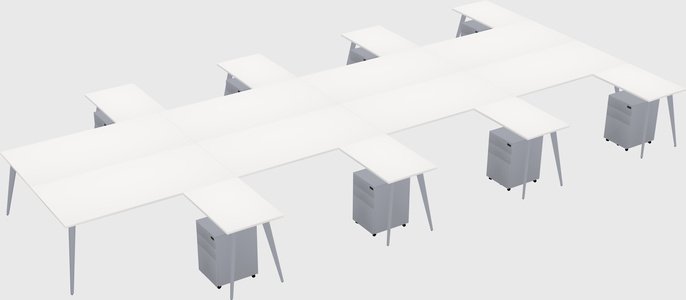 Shared l-shaped office desk system