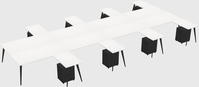 Shared l-shaped office desk system