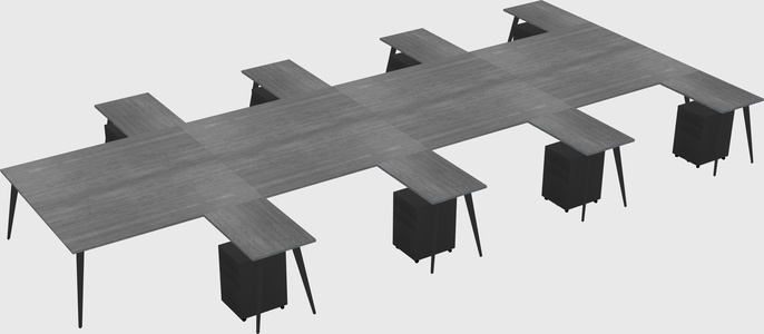 Shared l-shaped office desk system
